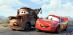 Mater the tow truck (voiced by Larry The Cable Guy) and Lightning McQueen (voiced by Owen Wilson) in Disney's presentation of Pixar's Cars - 2006