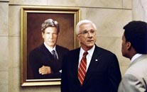 Harrison Ford and Leslie Nielsen in Dimension's Scary Movie 3 - 2003
